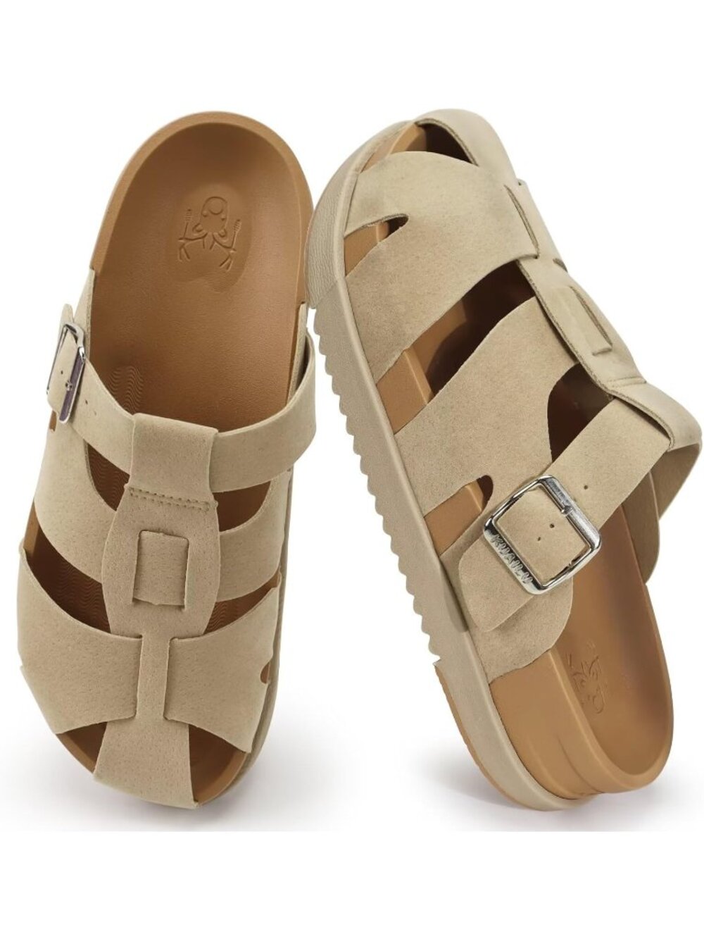 🆕Women's Beige Clog Sandals Comfortable Arch Support Chic Platform Slides